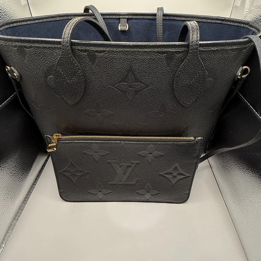 Louis Vuitton Black Embossed Monogram Leather Tote with Zip Pouch - Picture 6 of 6